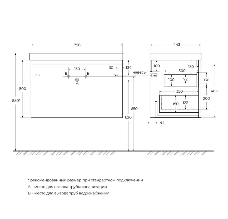 Тумба под раковину Cezares GIUBILEO 80 см, GIUBILEO-N-80-1C-SO-BL подвесная, Bianco Lucido фото 2