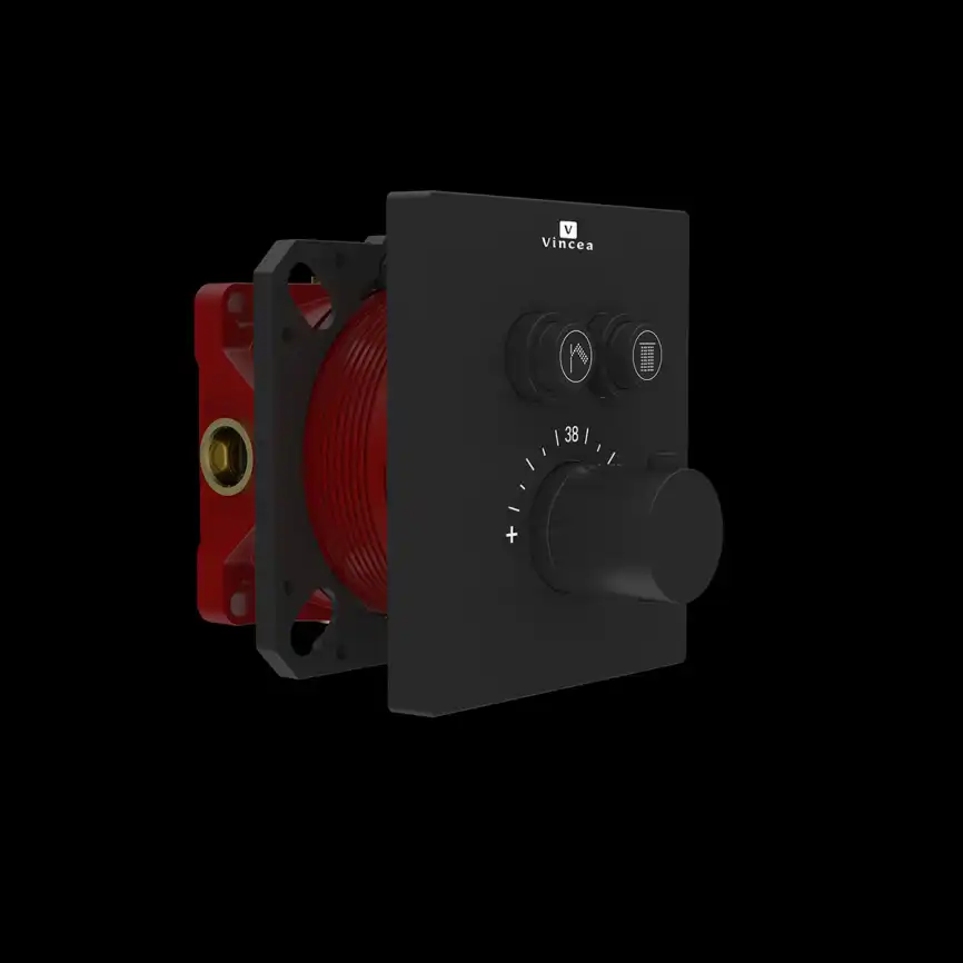 Смеситель для душа Vincea VSCV-321TMB встраиваемый  двухфункциональный, термостатический, черный фото 1