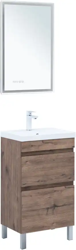 Тумба под раковину Aquanet Нота New 50 напольная, дуб веллингтон табак, 344136 фото 7