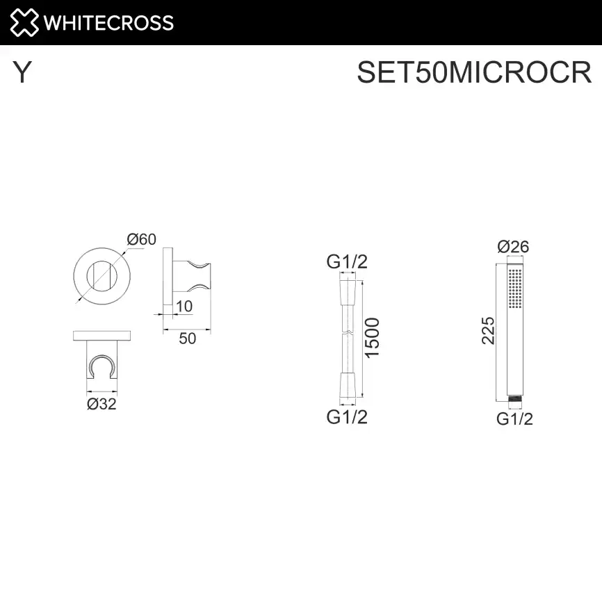 Душевой гарнитур WHITECROSS  SET50MICROCR, Хром фото 2