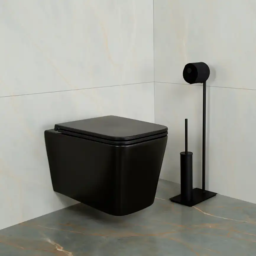 Унитаз подвесной AVS Куб 801-0035-P-R-MB безободковый, черный матовый фото 6