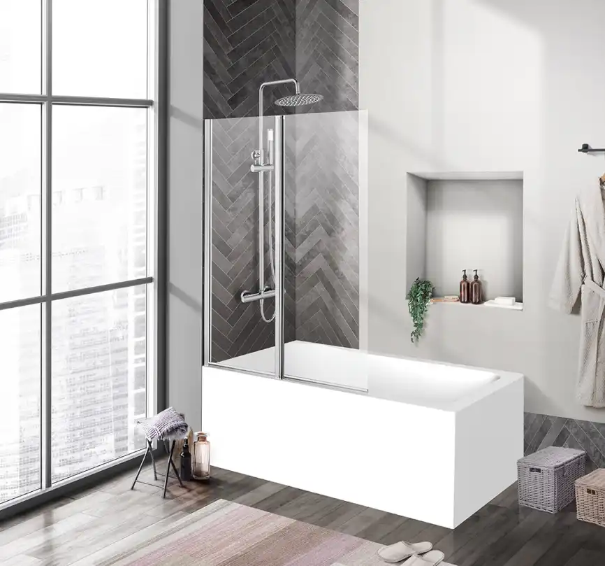 Душевая шторка на ванну BelBagno UNO-V-2-120/150-C-Cr стекло прозрачное, профиль Хром фото 1