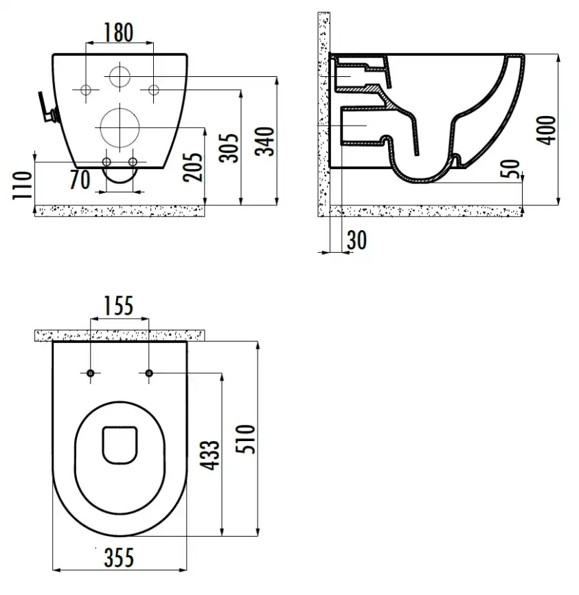 Унитаз подвесной безободковый с биде Creavit Free FE322-34CB00E-0001 с сиденьем микролифт Белый фото 2