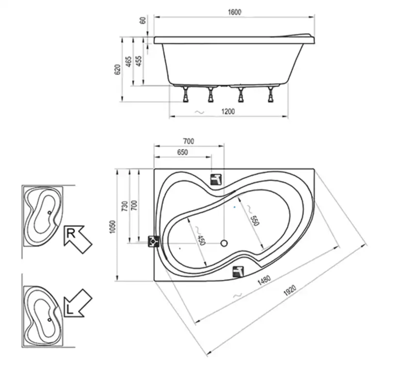 Акриловая ванна Ravak ROSA II 160х105 CM21000000 левая, Белая фото 4