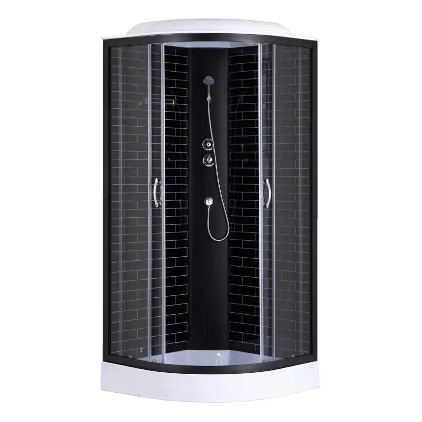 Душевая кабина Loranto 100х100 низкий поддон, прозрачное стекло, профиль Черный, CS-6610-13GB 100 фото 1