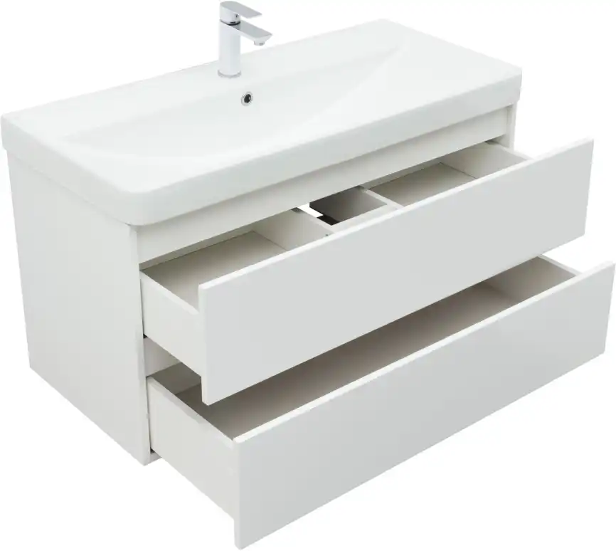 Тумба под раковину Aquanet Вега 100 белый глянец фото 6