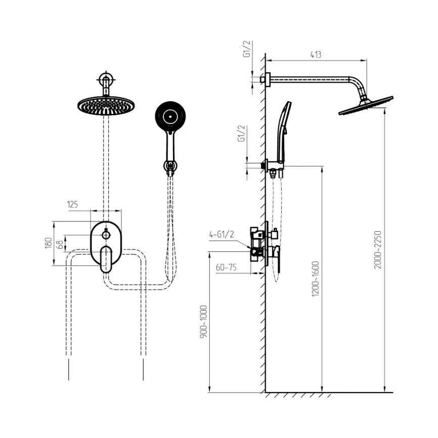 Встраиваемая душевая система AVS хром BEAUTY 811-521-CR, хром фото 7