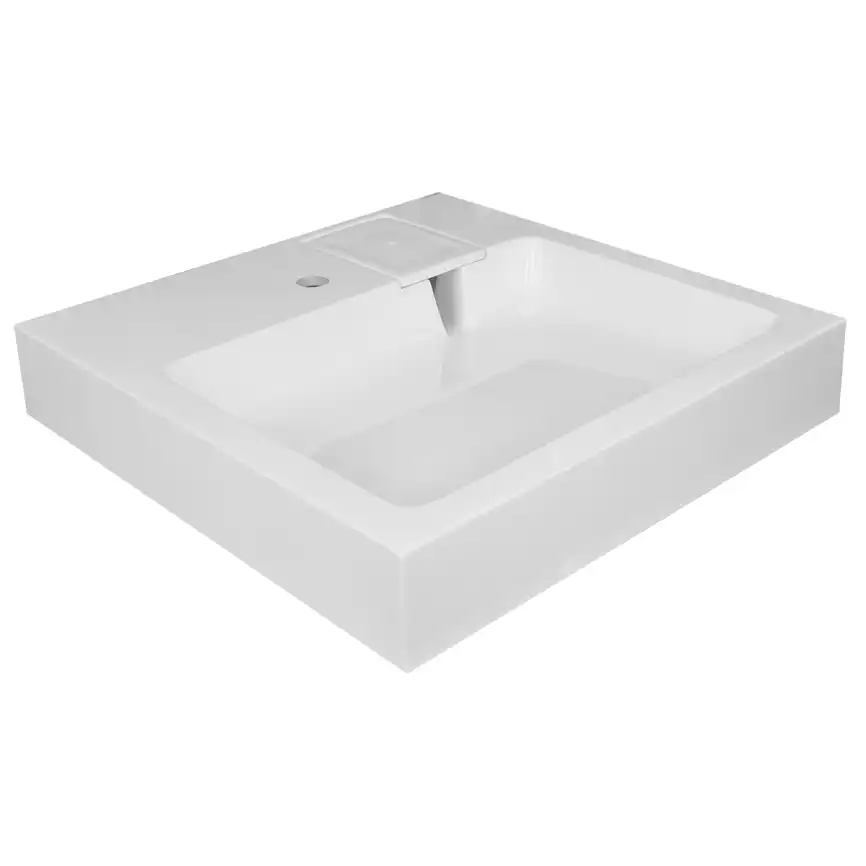 Раковина Azario SLIM 60х60 CS00086608 над стиральной машиной, из литьевого мрамора, Белая фото 3