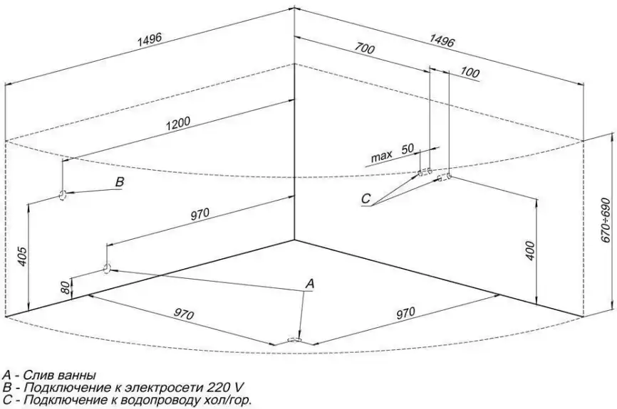 Акриловая ванна Aquanet Malta New 150х150 (205410), на каркасе, белая фото 3