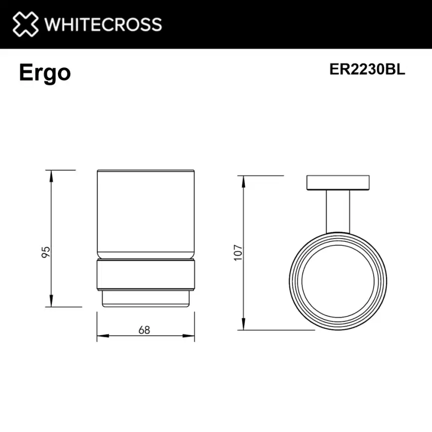 Стакан для щеток Whitecross ERGO black, ER2230BL, Черный матовый фото 2