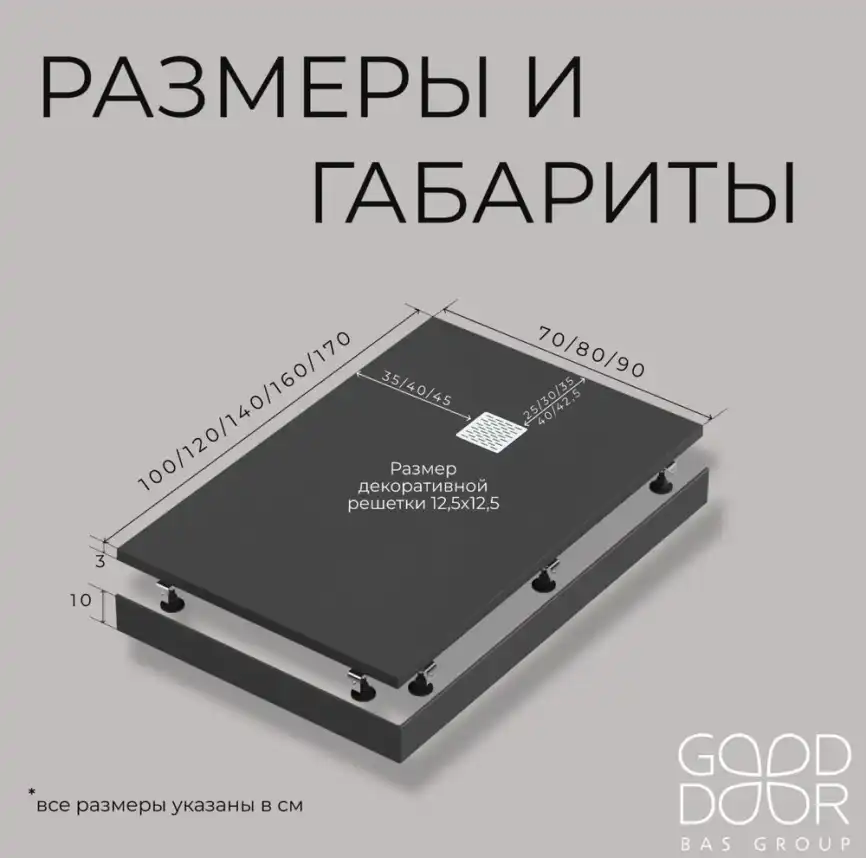 Душевой поддон Good Door Essentia 140х80 из искусственного камня, Черный ЛП00095 фото 6