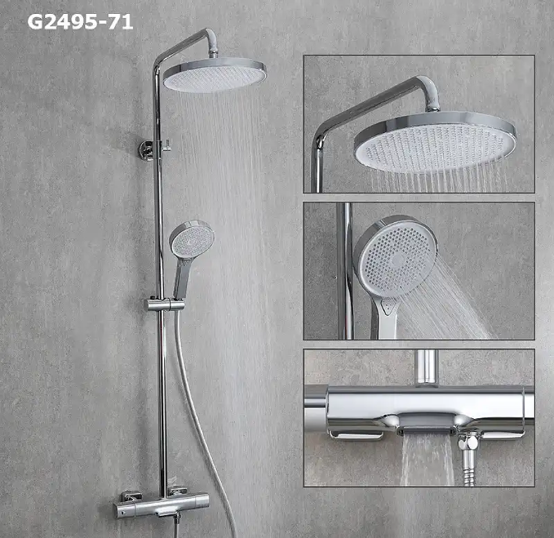 Душевая система Gappo G2495-71 с тропическим душем и термостатом, Хром фото 1