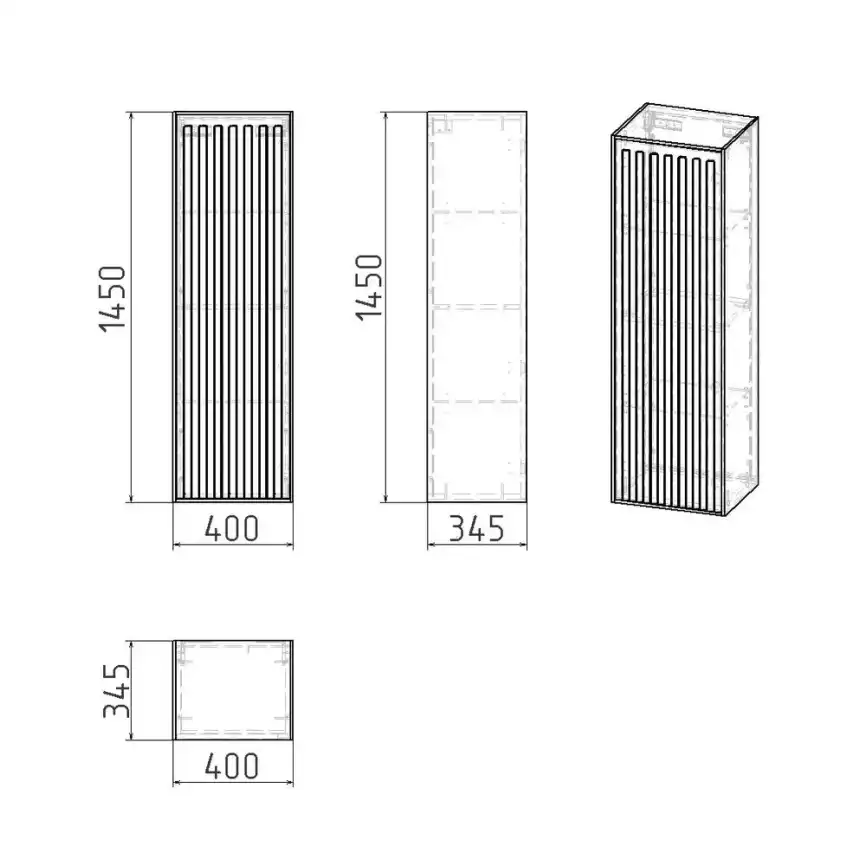 Шкаф-пенал для ванной Grossman Кристалл 35 подвесной, графит матовый (303543) фото 6