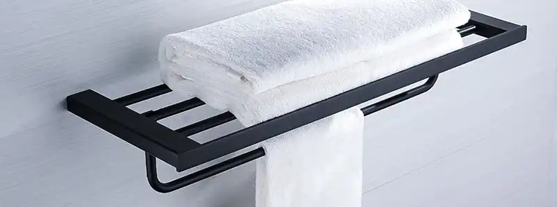 Полка для полотенец AVS Swart, 60 см, черный матовый, с полотенцедержателем фото 8