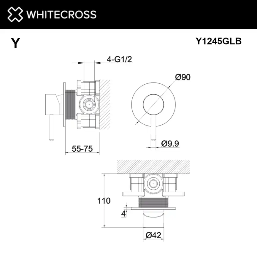 Смеситель для душа Whitecross Y brushed gold скрытого монтажа Золото брашированное, Y1245GLB фото 3