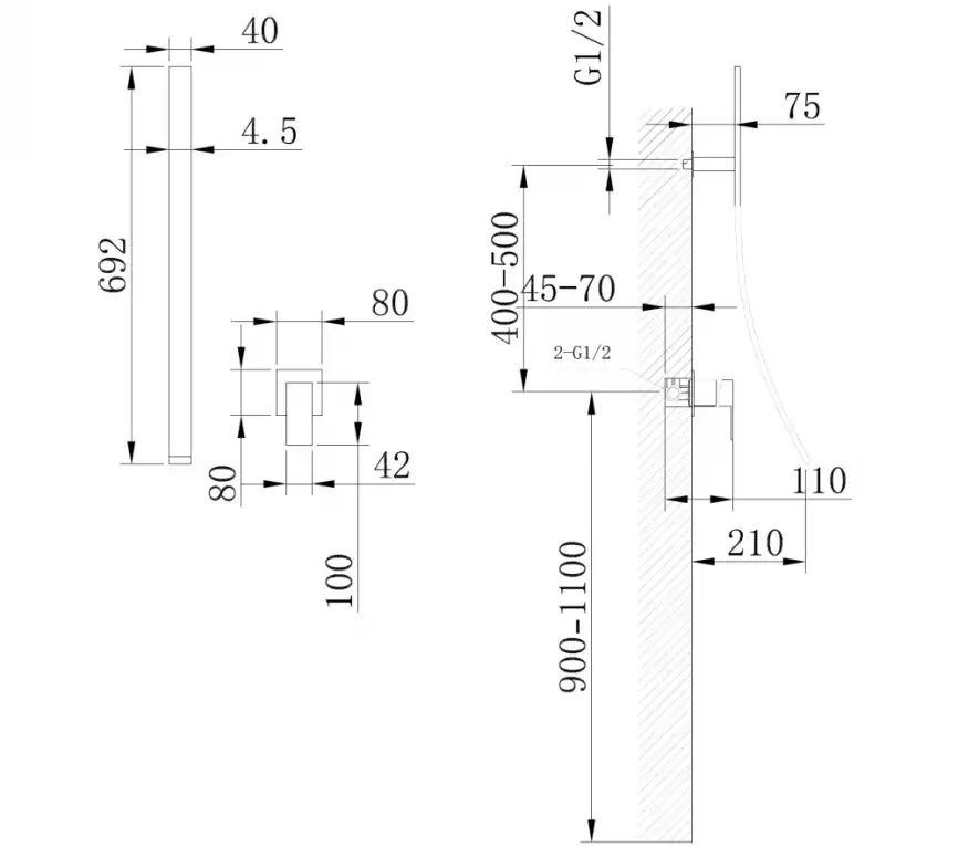 Смеситель для раковины Abber Daheim AF8209 встраиваемый, с внутренней частью, Хром фото 3