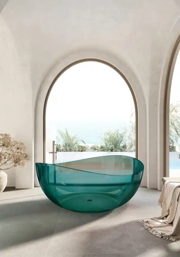 Прозрачная ванна ABBER Kristall AT9705Aquamarin 150х150 бирюзовая фото 2