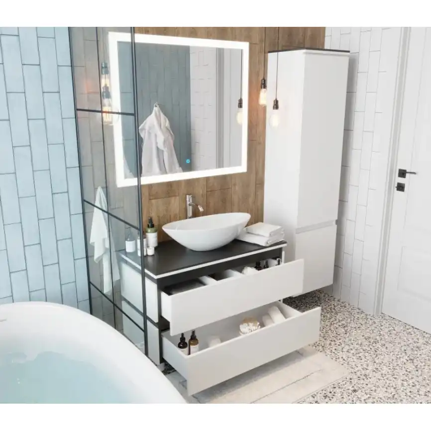 Тумба со столешницей AURA ТРИУМФ 70-2 напольная Белая фото 6