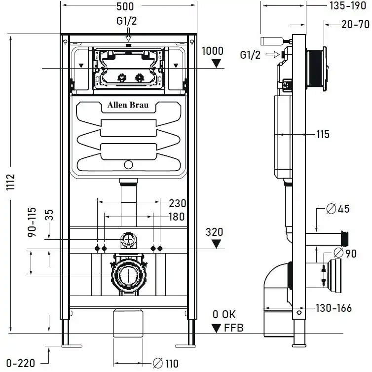 Инсталляция для унитаза Allen Brau Pneumatic 9.11100.20 фото 2