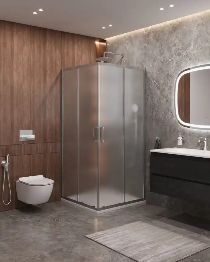 Душевой уголок CEZARES MOLVENO-A-2-100-P-Cr стекло Матовое рифленая, профиль Хром фото 1