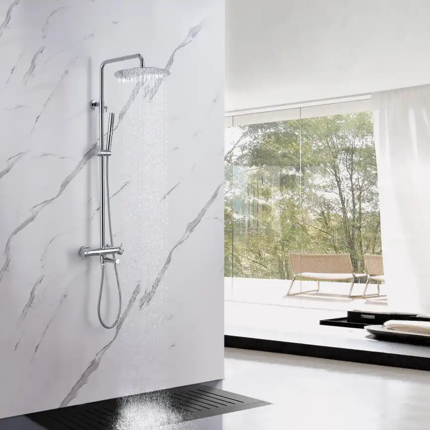 Душевая система Allen Brau Priority 5.31A10-00 для ванны с изливом, верхний и ручной душ, Хром фото 3