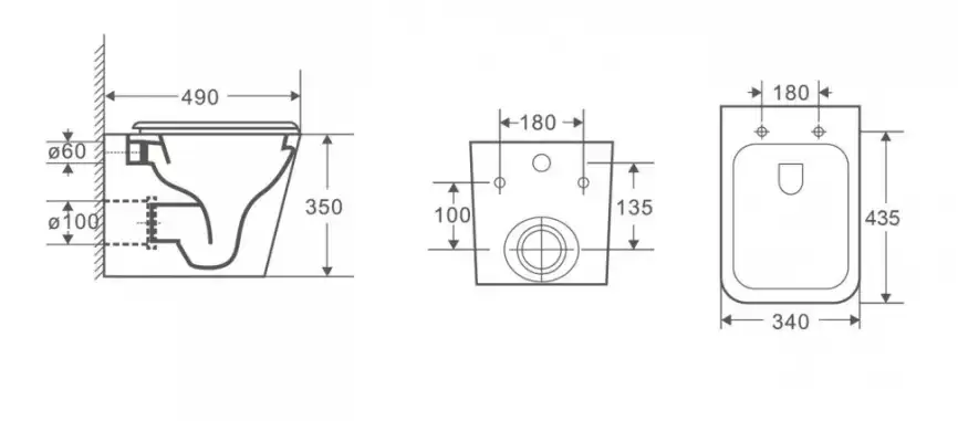 Унитаз подвесной CeramaLux 5171, безободковый с крышкой микролифт, Белый фото 2