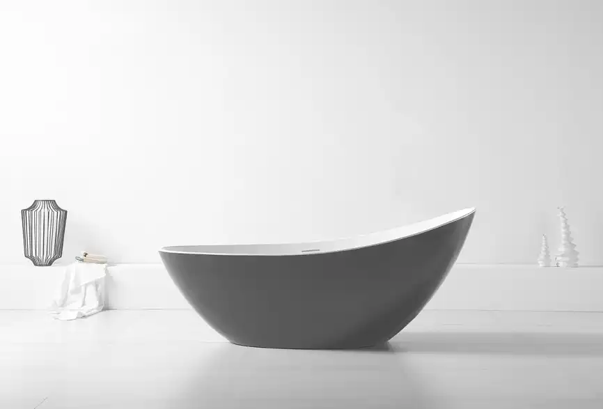 Акриловая ванна Abber 184х79 AB9233G, отдельностоящая, Серая матовая фото 2