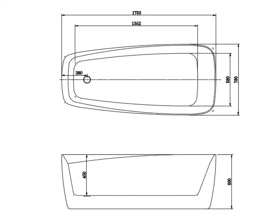 Акриловая отдельностоящая ванна Aquatek Паола 170х78 см, AQ-190778, белая глянцевая фото 2