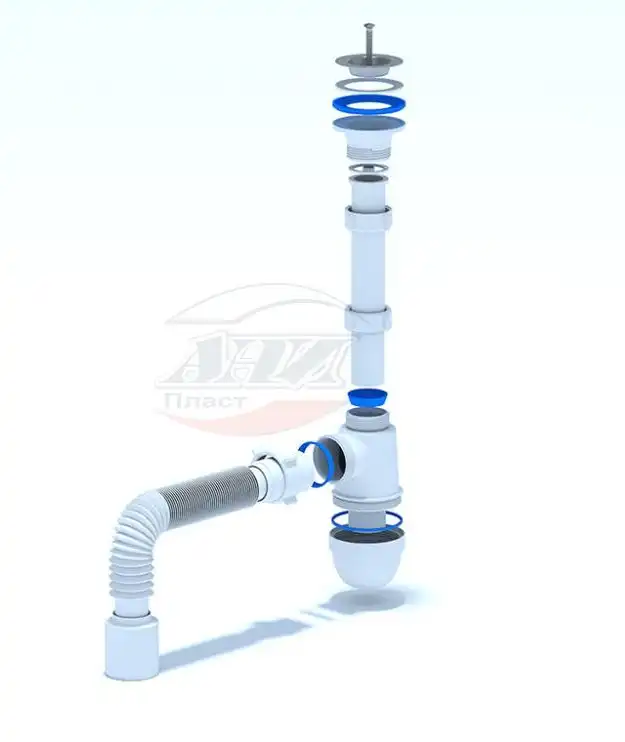 Сифон для раковины Ани Пласт 1 1/4*40 С1010 с гибкой трубой 40*50 фото 2