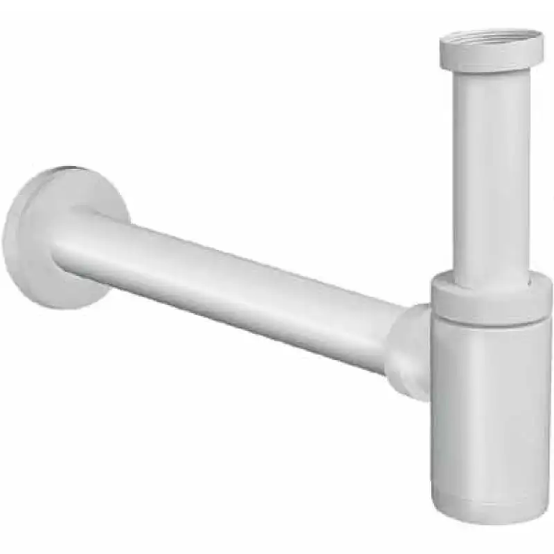 Сифон для умывальника CeramaLux C-057W, белый глянцевый цилиндр фото 1