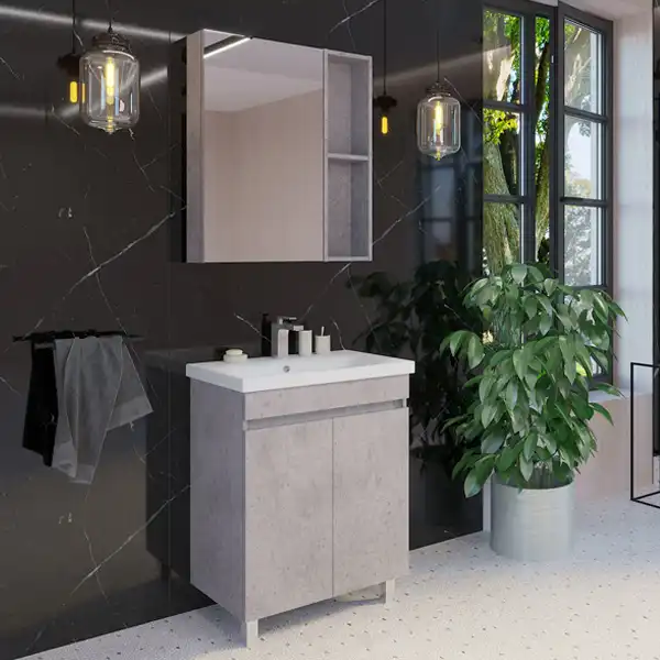 Зеркало-шкаф Comforty Осло 70 Бетон светлый, 00-00006164 фото 5