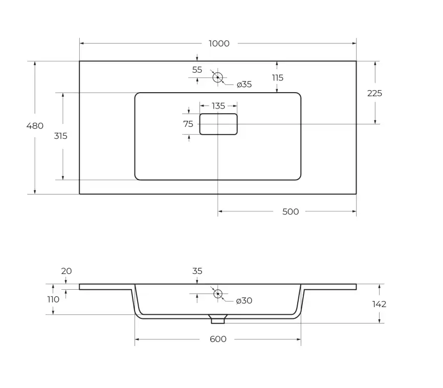 Раковина CEZARES CZR-1000/480-LV-MR-PRS фото 4