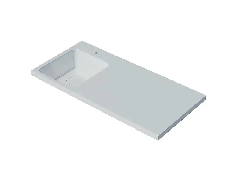 Раковина  Madera Kamilla 120х48 L 4627173210027 левая над стиральной машиной, из литьевого мрамора, Белая фото 1