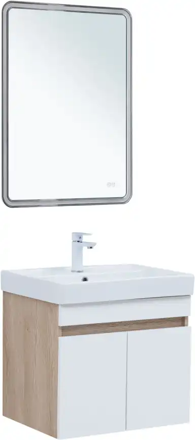 Тумба под раковину Aquanet Оптима 60 дуб светлый/белый сатин, 344799 фото 8