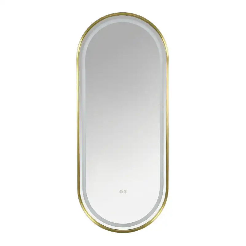 Зеркало Azario Блейк 120х50, АZ-LED011625 с подсветкой и диммером, 3 режима, сенсорный выключатель, с подогревом, золото матовое фото 2