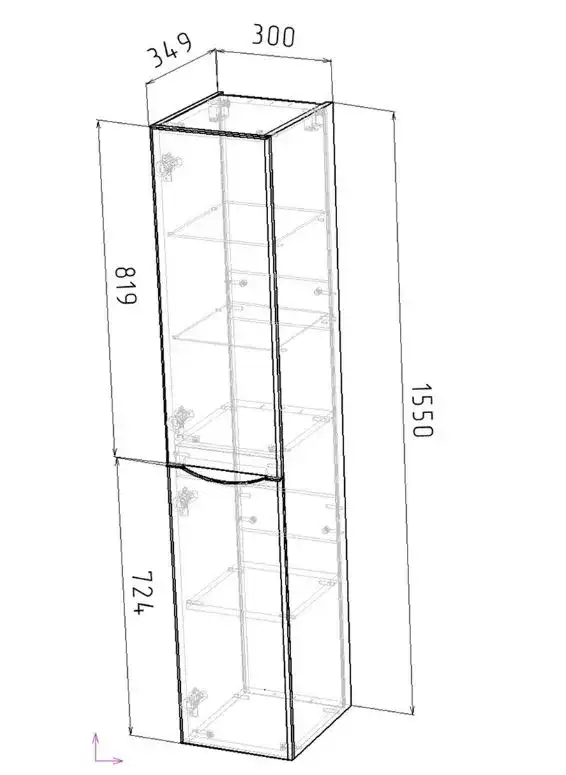 Шкаф-пенал для ванной Grossman Виста 30 подвесной, белый глянцевый (303069) фото 5