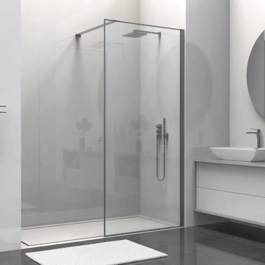 Душевая перегородка Vincea Walk in HS 80 VSW-1HS800CLGM, профиль вороненая сталь, стекло прозрачное фото 1