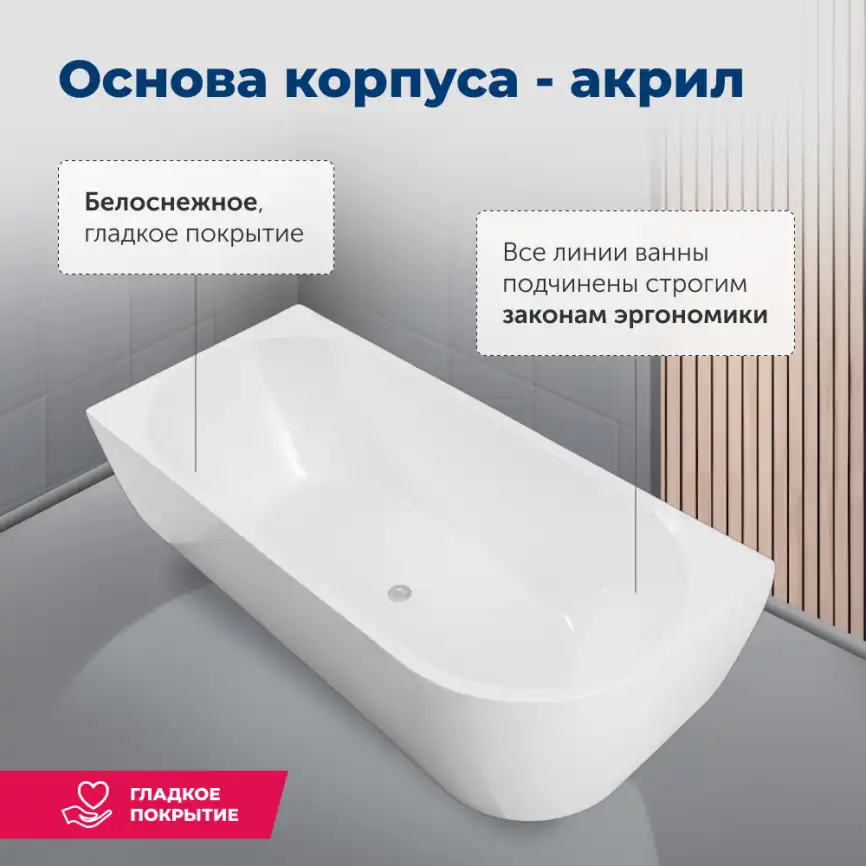 Акриловая ванна Aquanet Family Elegant A 180x80 3805N Gloss Finish 260048 фото 3