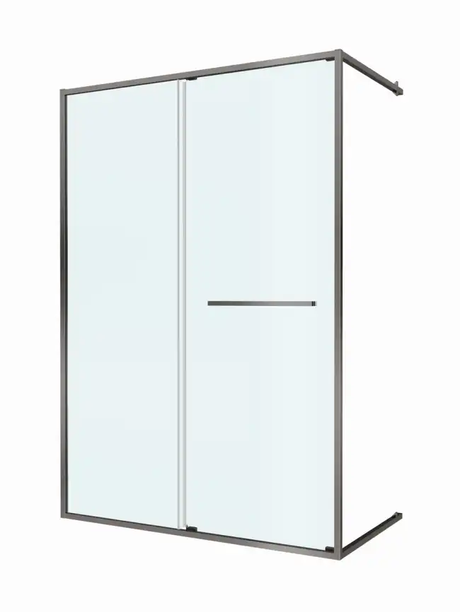 Душевая дверь CEZARES LUX-B-FS-11-140-C-GM прозрачное стекло, профиль Оружейная сталь фото 11