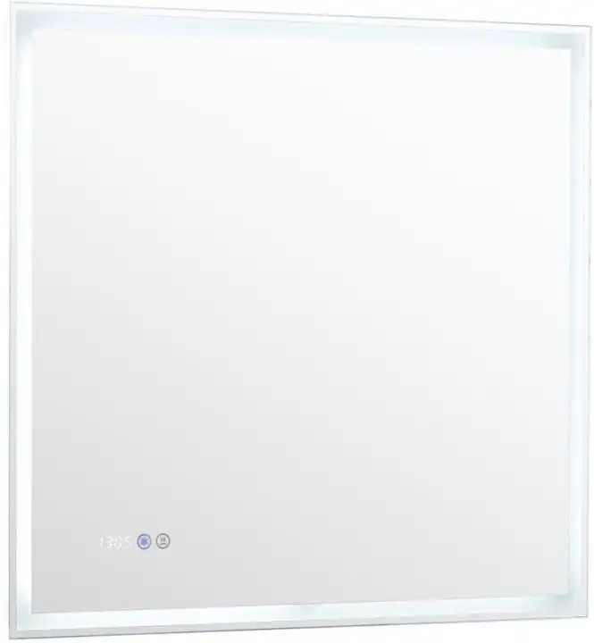 Зеркало Aquanet Оптима 80х75 288965 с подсветкой, сенсорный выключатель с функцией диммера, с подогревом, с цифровым термометром и часами Белый фото 1