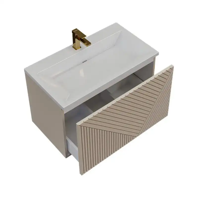 Тумба под раковину Grossman Блисс 80 подвесная, бежевый матовый (108047) фото 7