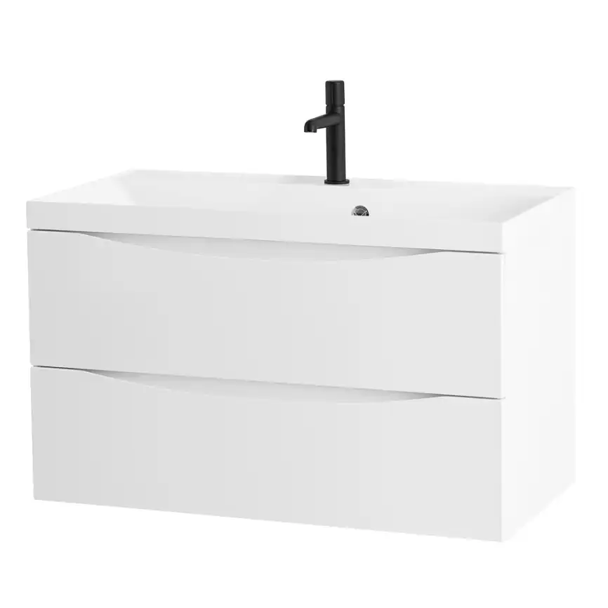 Тумба под раковину BelBagno MARINO-800-2C-SO-BL-P подвесная Bianco Lucido фото 3