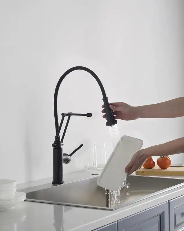 Смеситель для кухни Aquatek Европа AQ1388MB с выдвижной лейкой, Черный матовый фото 7