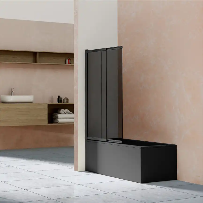 Шторка для ванны Vincea  100 VSB-1E100CGB, раздвижная, профиль черный, стекло прозрачное фото 1