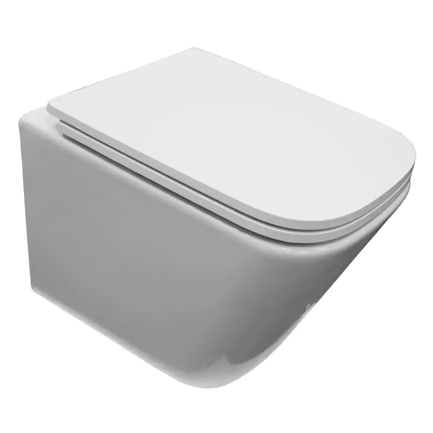 Подвесной унитаз Azario Armonia AZ-2403 безободковый, смыв Торнадо, в комплекте с сидением микролифт, Белый глянцевый фото 2