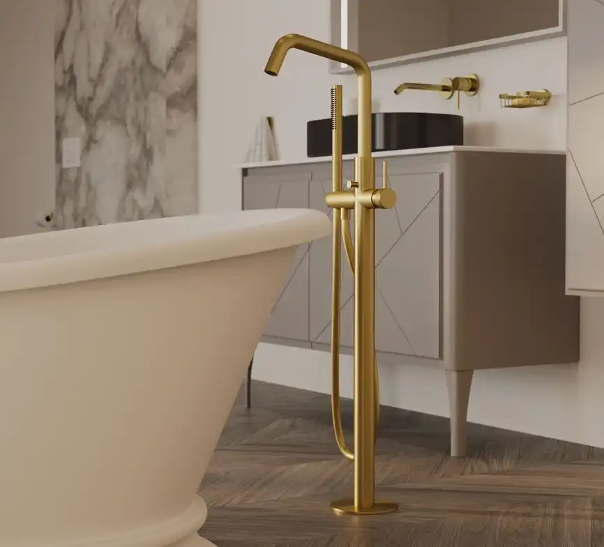 Смеситель для ванны Allen Brau Priority 5.31008-GB (с внутренней частью) золото фото 3