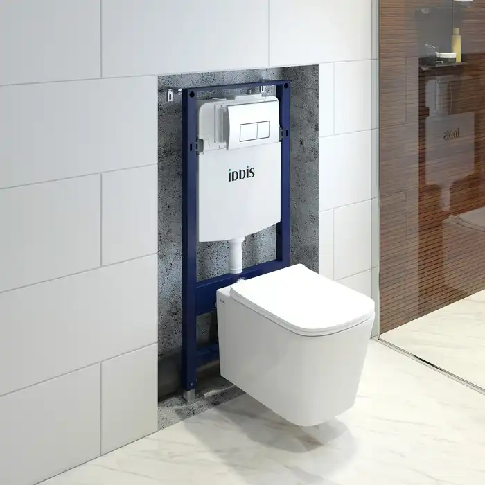 Комплект унитаза с инсталляцией IDDIS Basic BASBI01i73 с сиденьем микролифт и кнопкой смыва Хром фото 11