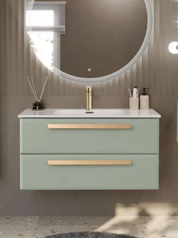 Тумба под раковину Cezares ECO-CER-N 120 см, ECO-CER-N-1200-2C-SO-VDO-P (без ручек), Светло-Зеленый Матовый фото 3