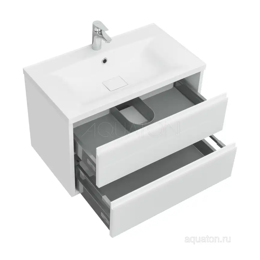 Тумба под раковину Aquaton Римини 80 1A226701RN010 подвесная цвет, белый глянец фото 7