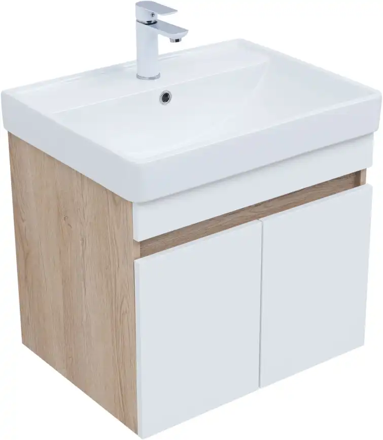 Тумба под раковину Aquanet Оптима 60 дуб светлый/белый сатин, 344799 фото 5